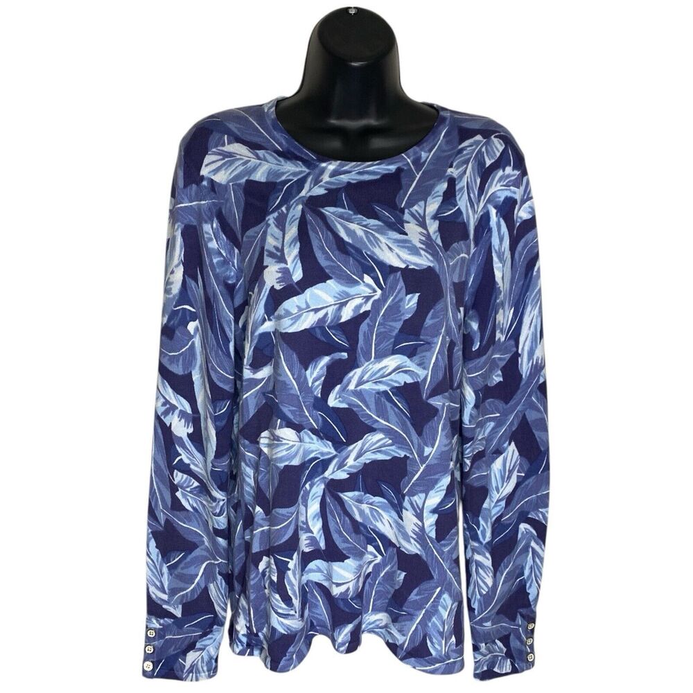 J McLaughlin Sweater Womens Large Blue Long Sleeve Pullover Lightweight Preppy